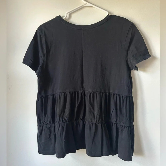 Zara Black  Ruffle T Shirt - Picture 2 of 3